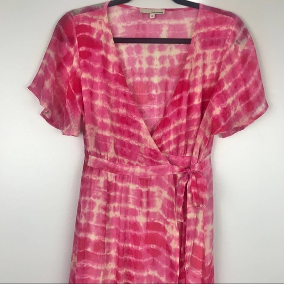 June & Hudson Pink Tie Dye Wrap Maxi Dress Size M - Picture 7 of 7